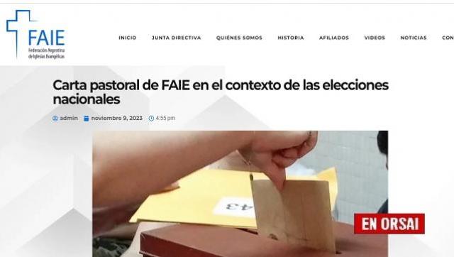 Los 6 puntos de la Federación Argentina de Iglesias Evangélicas con los que llaman a sus fieles a no votar por Milei