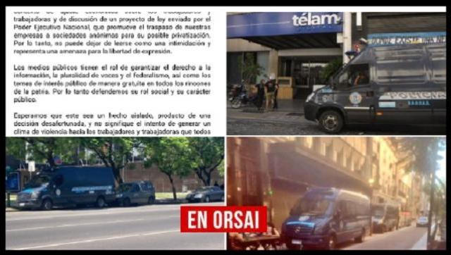 Fin de la libertad de expresión: Milei y Bullrich rodean los medios públicos con la policía